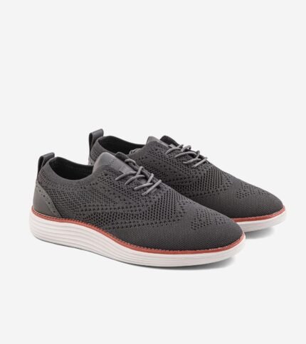 Men’s Knit Casual Sneakers – Grey & White