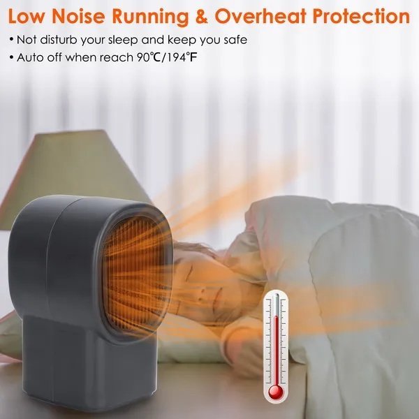400W Portable Electric Space Heater Mini Desktop Fan Heater Personal Small Space Heater For Home Office - Image 5