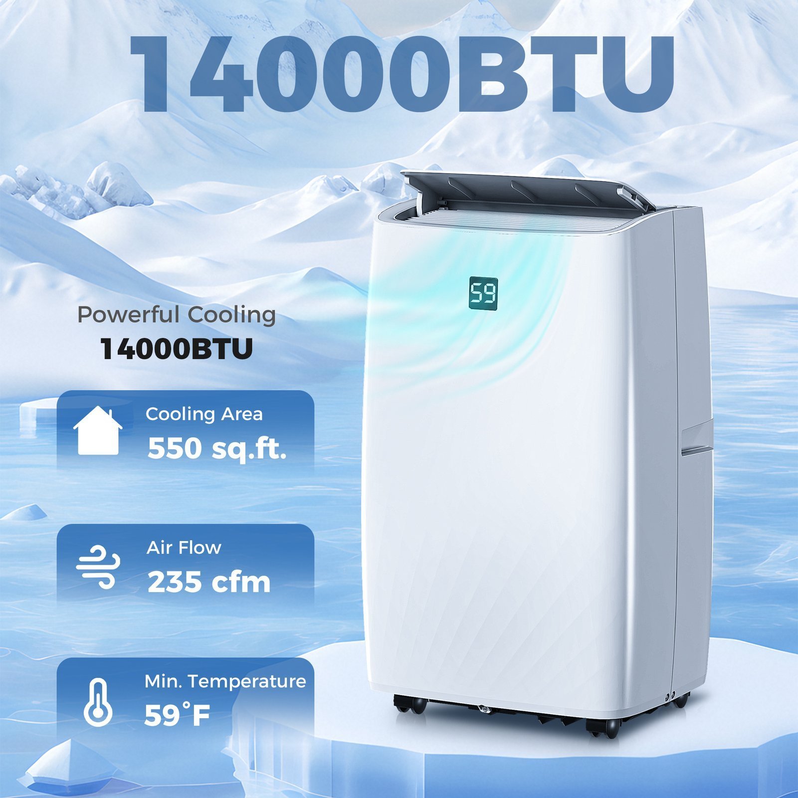 12000 BTU Portable Air Conditioner, AC Unit with Cool, Dehumidifier, Fan, 550 Sq. ft, 24H Timer On Off, Window Kit - Image 6