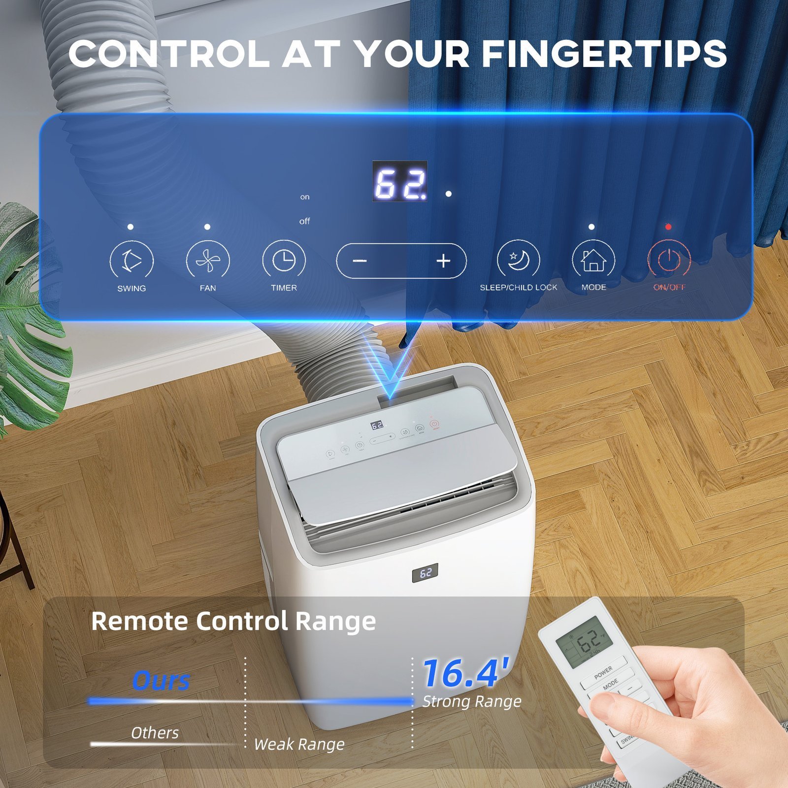 12000 BTU Portable Air Conditioner, AC Unit with Cool, Dehumidifier, Fan, 550 Sq. ft, 24H Timer On Off, Window Kit - Image 7