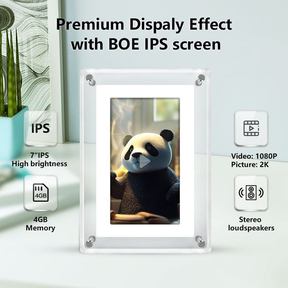7 Inch 4GB IPS Screen Video Acrylic Portaretratos Digitales Digital Photo Picture Wifi Frame Signage Racks - Image 2