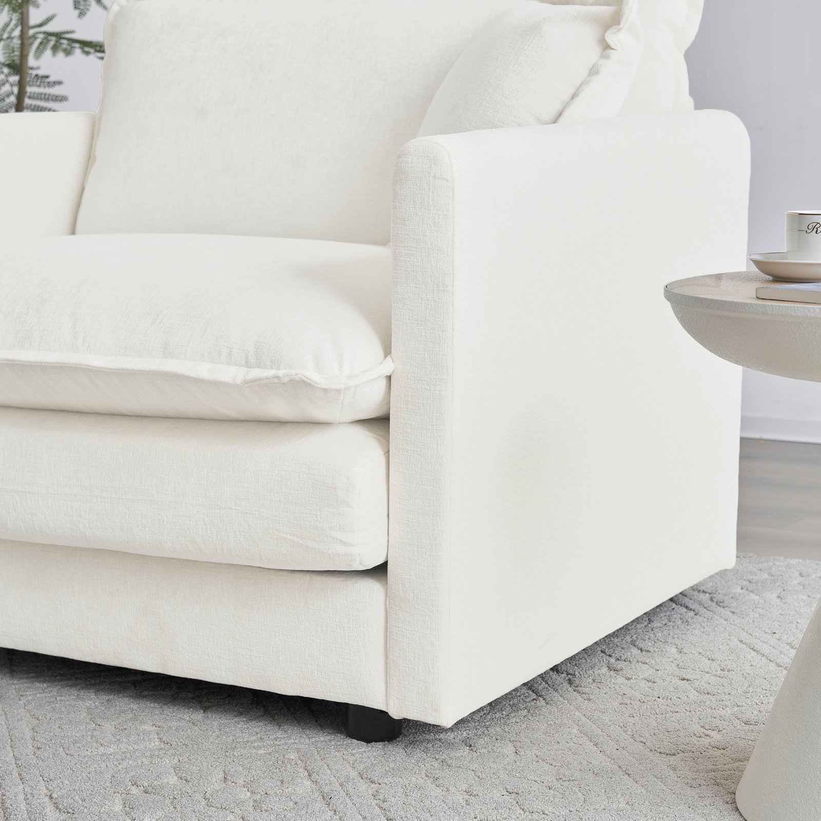 Modular Sectional Sofa For Living Room,U Shaped Couch 5 Seater Convertible Sectional Couch With 1 Ottoman ,White Chenille - Image 4