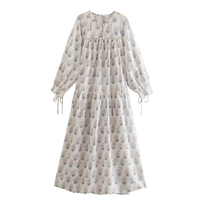 All-Match Women'S Summer Temperament Printing Layered Stitching Casual Dress - Image 2