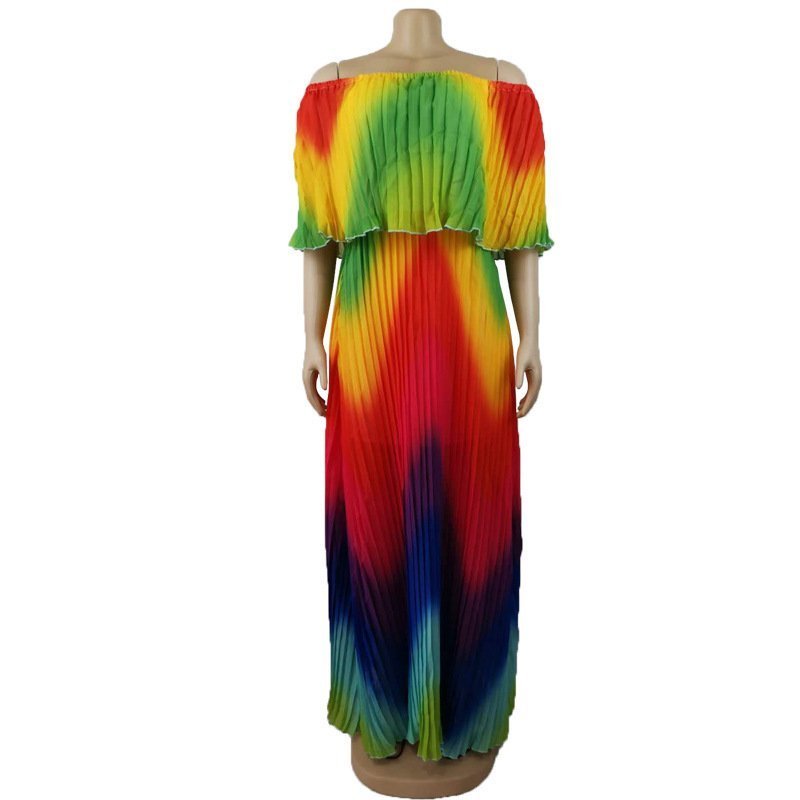 Summer Gradient Pleated European And American Sexy Dress - Image 6