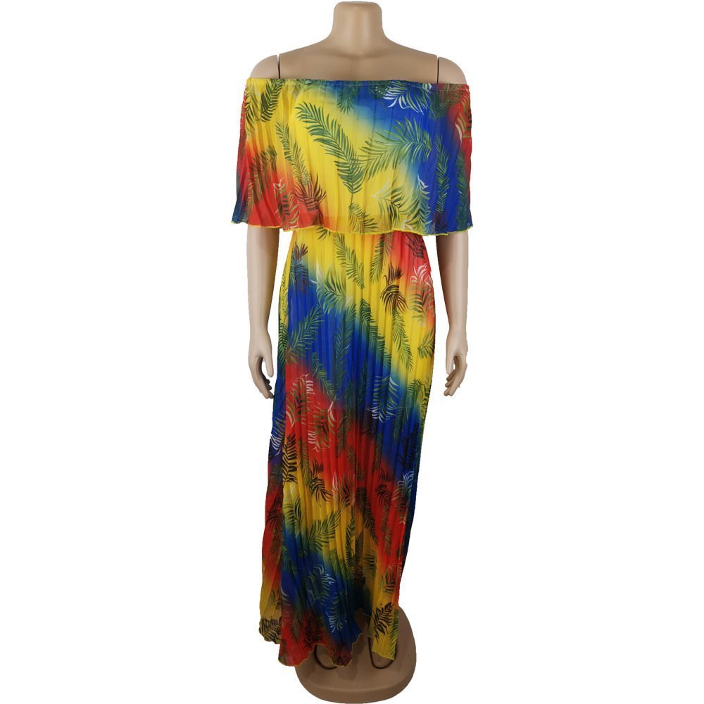 Summer Gradient Pleated European And American Sexy Dress - Image 5