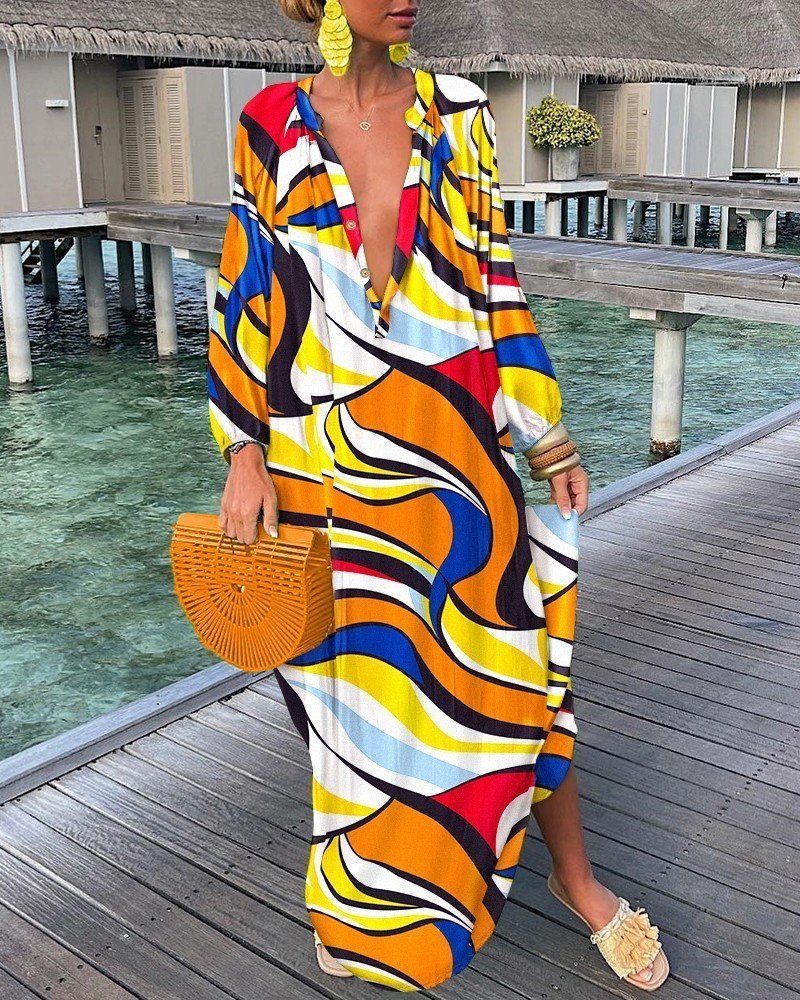 Top-selling Product Fashion Printed V-neck Dress - Image 6