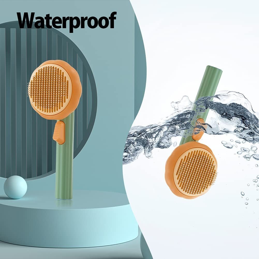 Pet Pumpkin Brush, Pet Grooming Self Cleaning Slicker Brush For Dogs Cats Puppy Rabbit, Cat Brush Grooming Gently Removes Loose Undercoat, Mats Tangled Hair Slicker Brush - Image 3