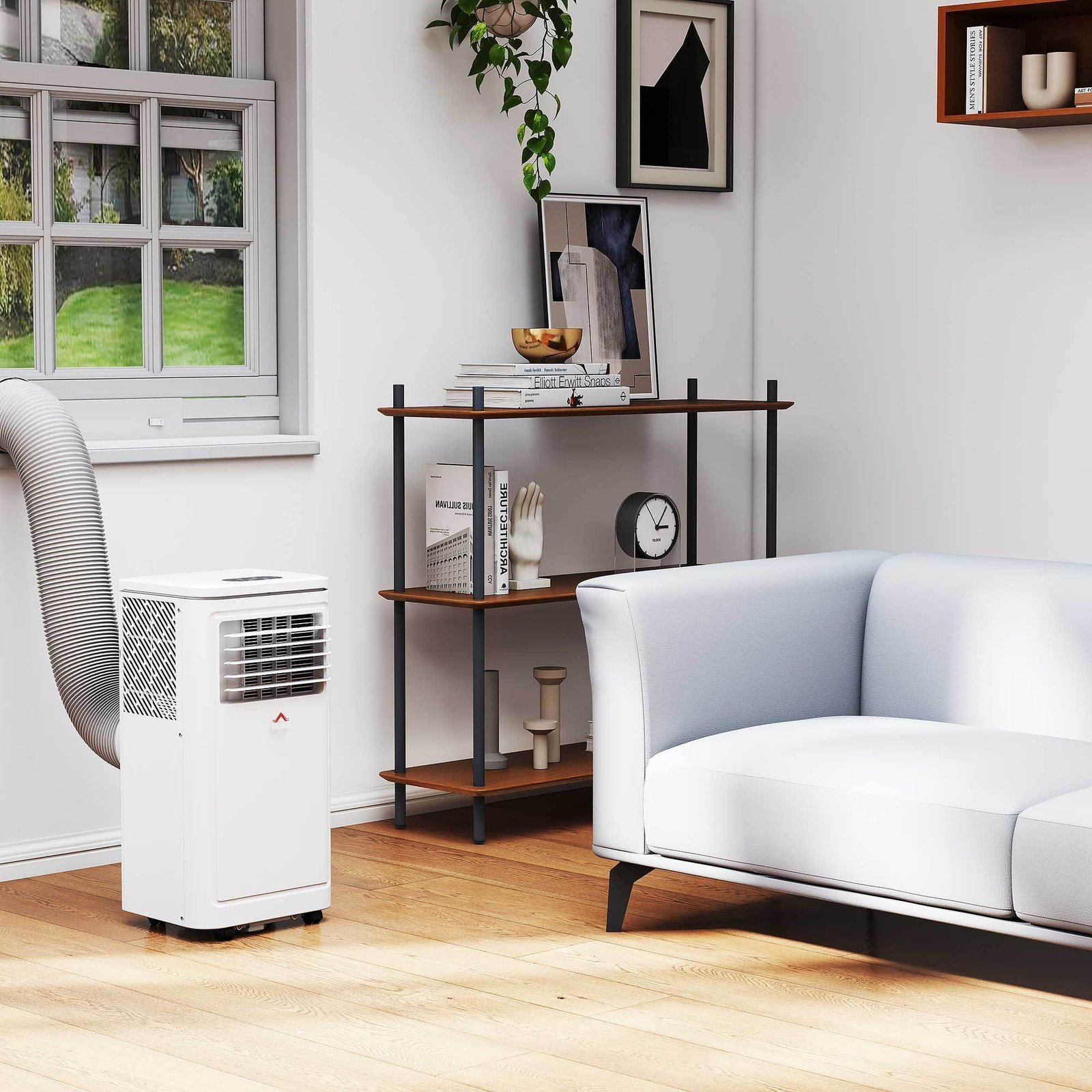 8,000 BTU Portable AC Unit for Apartment , Compact, Movable & Evaporative Cooler for Small Spaces, White