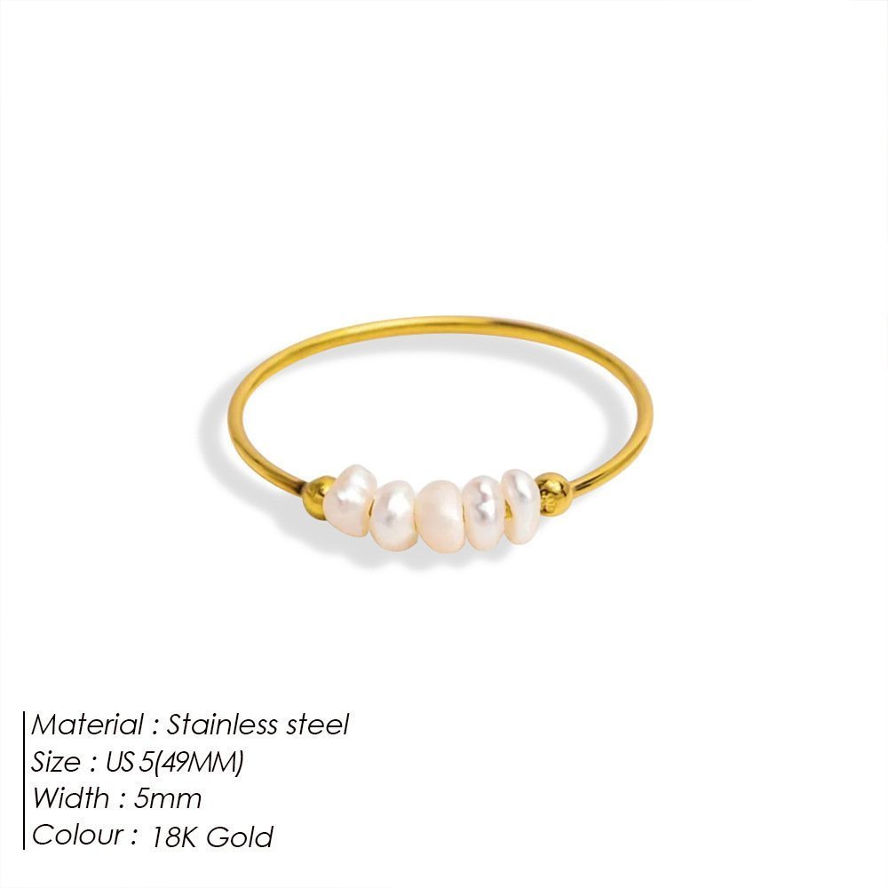 Stainless Steel Natural Freshwater Pearl Ring - Image 3