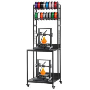 3D Printer Filament Storage Rack, 4-Tier 3D Printer Stand With Filament Storage, Spools Holder Racks Cart With Wheels, Filaments Organzied For 3D Printing Station, Office, Workshop (Shelf Only)