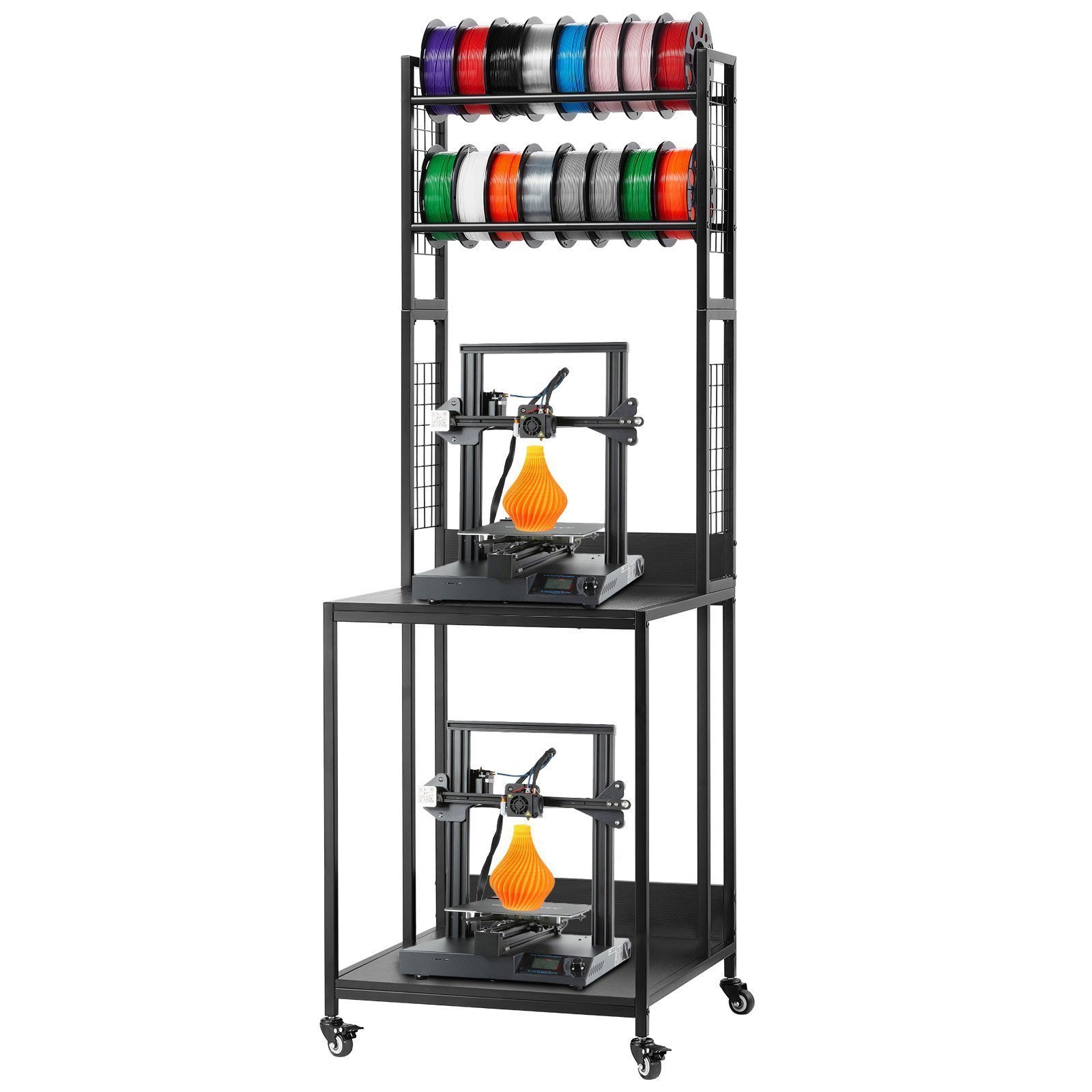 3D Printer Filament Storage Rack, 4-Tier 3D Printer Stand With Filament Storage, Spools Holder Racks Cart With Wheels, Filaments Organzied For 3D Printing Station, Office, Workshop (Shelf Only)