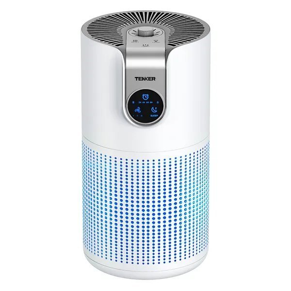 TENKER M03 Air Purifier White For Home Large Room HEPA Air Purifier For Bedroom Pets Kitchen, Air Filter Cleaner For Smoke Pollen Dust Dander Odor