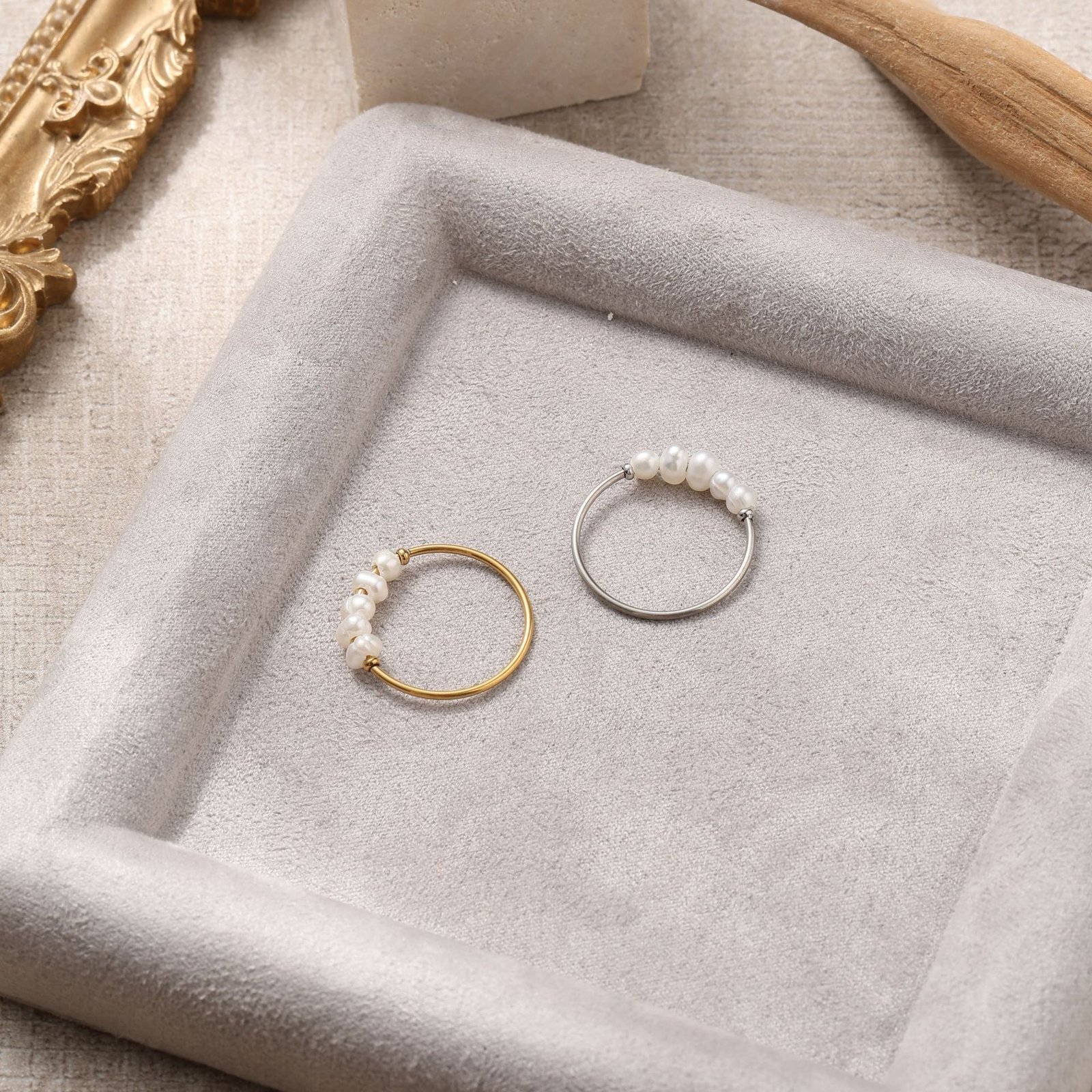 Stainless Steel Natural Freshwater Pearl Ring - Image 2