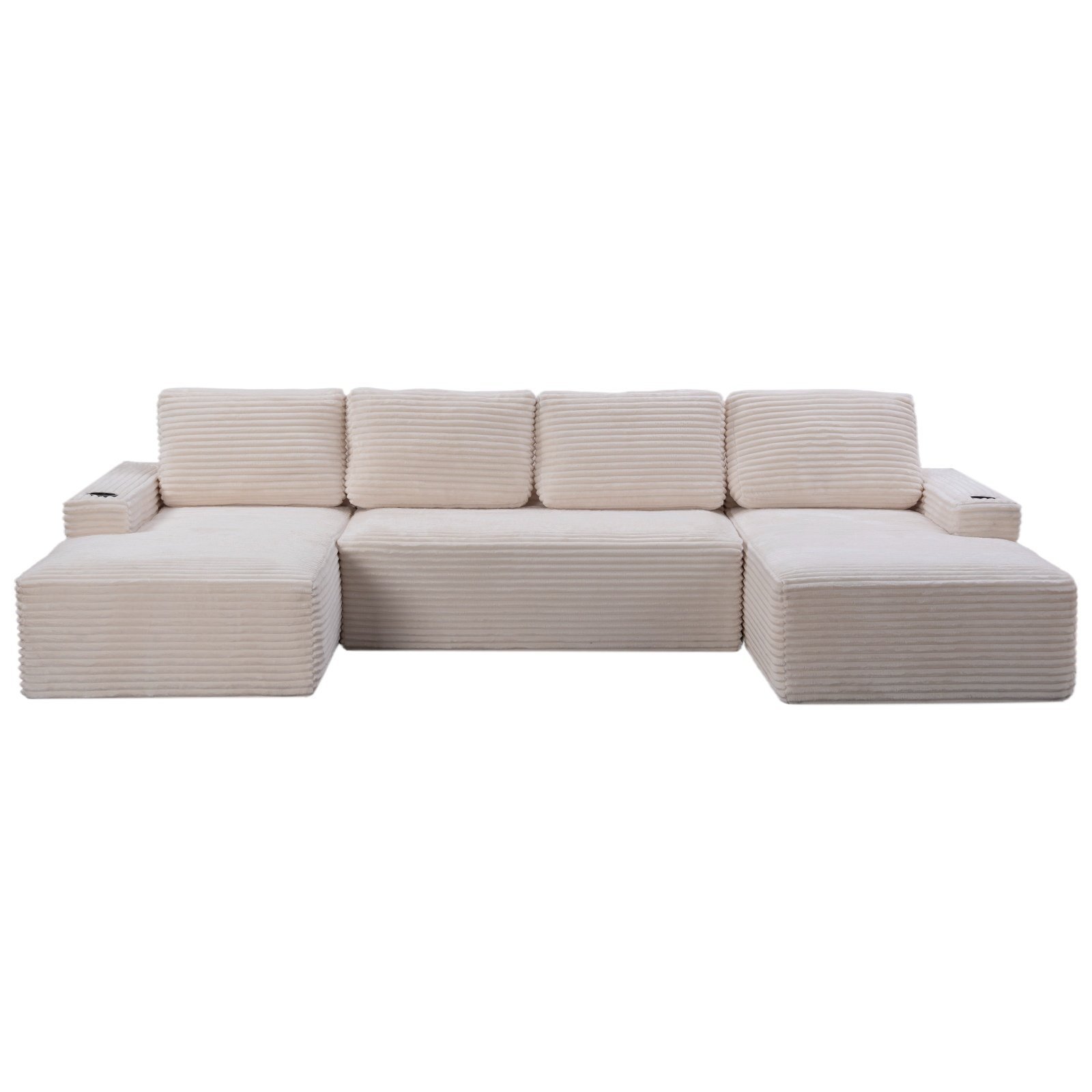 Compressible U-Shaped Sectional Sofa Set,Minimalist Style Modular Sectional Sofa, Corduroy Fabric Cloud Couch For Living Room - Image 5