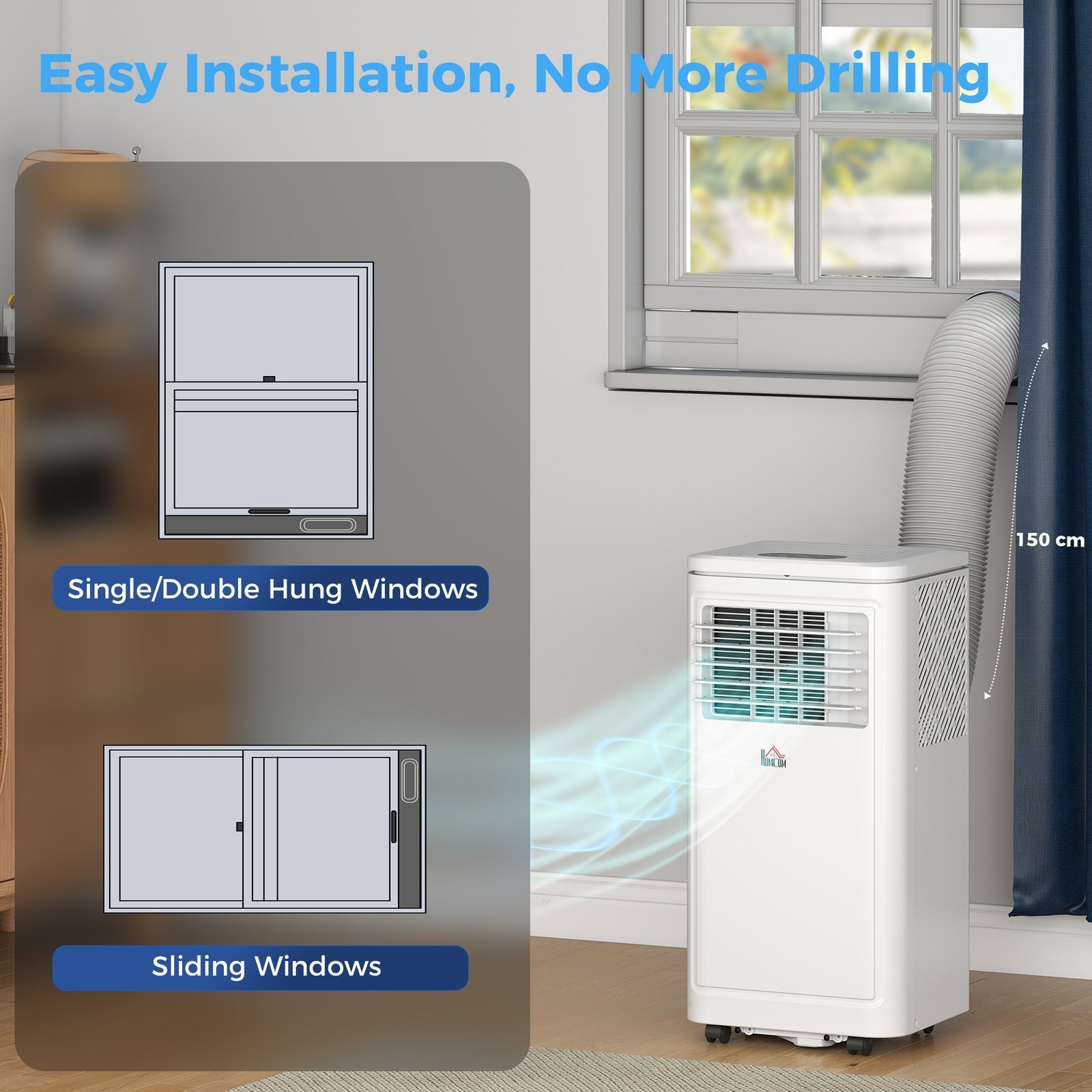 8,000 BTU Portable AC Unit for Apartment , Compact, Movable & Evaporative Cooler for Small Spaces, White - Image 7