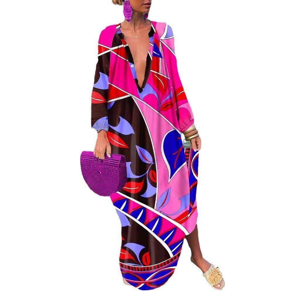 Top-selling Product Fashion Printed V-neck Dress - Image 8