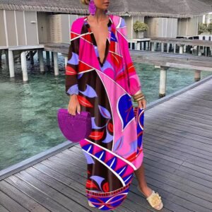Top-selling Product Fashion Printed V-neck Dress