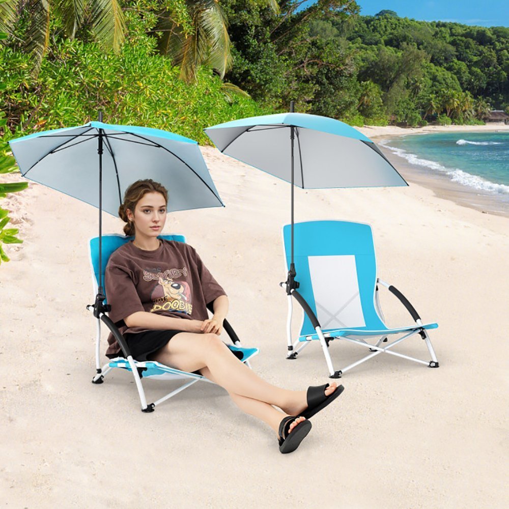 Beach Umbrella Chair For Adults With Adjustable Parasol UPF 50 Tear-proof 600D Oxford Fabric With PVC - Image 10