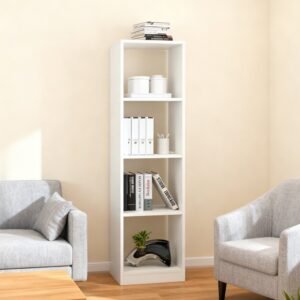 5 Tiers 4 Cube Narrow Bookshelf With 4 Anti-Tipping Kits For Living Room, Study Room, Bedroom