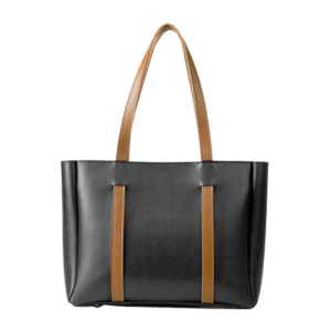 Elegant Black & Brown Leather Tote Bag