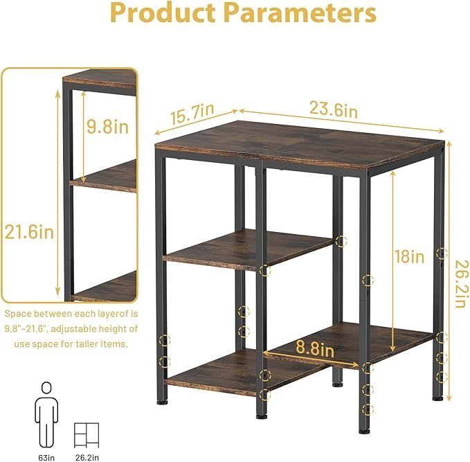 Kitchen Microwave Stand,4-Tier Adjustable Bakers Rack, Microwave Cart with Storage, Small Coffee Bar Table Appliance Shelf for Living Room,Office,Rustic Brown - Image 3