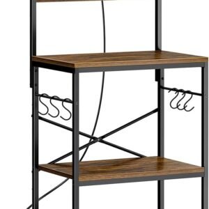 SUPERJARE Kitchen Bakers Rack with Power Outlet, Coffee Bar Table 4 Tiers, Kitchen Microwave
