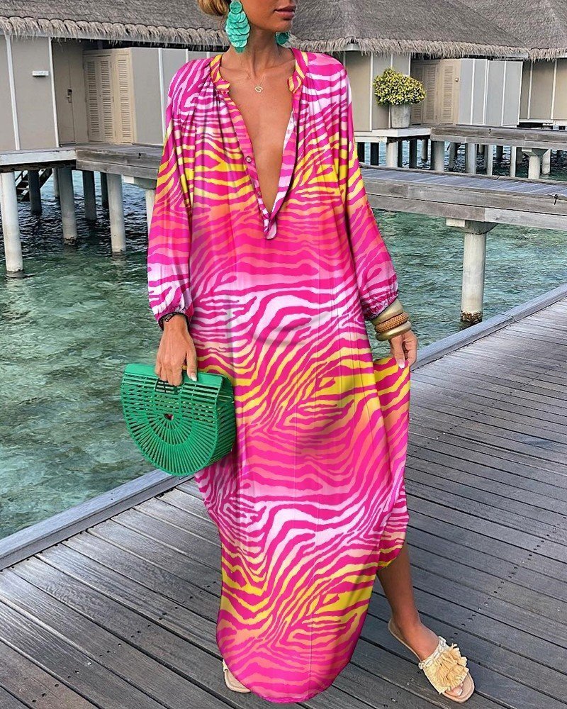 Top-selling Product Fashion Printed V-neck Dress - Image 3