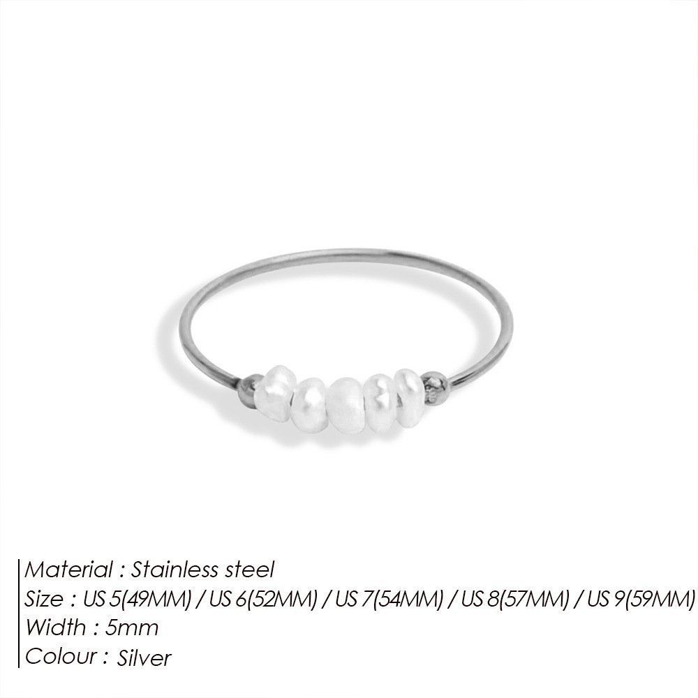Stainless Steel Natural Freshwater Pearl Ring - Image 6