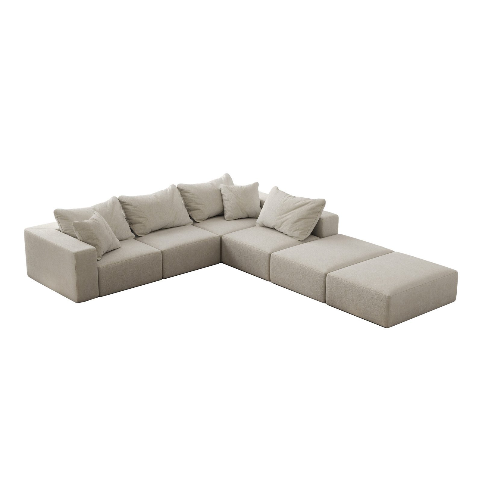 Oversized Sponge Cloud Sofa,Modern Upholstered Sectional Sofa Couch Set,Modular 162 L Shaped Sectional Living Room Sofa Set With 6 Pillows,Free Combination Sofa Couch For Living Room,Bedroom - Image 5