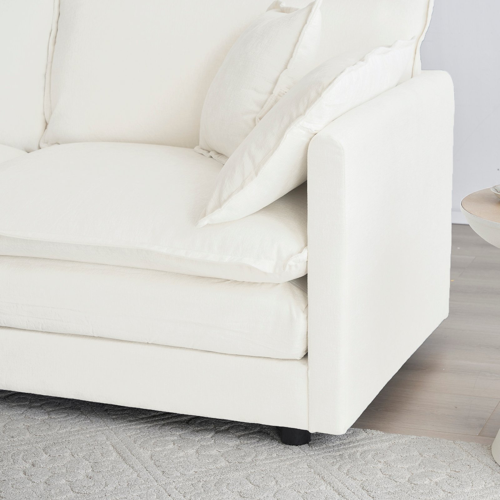 Modular Sectional Sofa For Living Room,U Shaped Couch 5 Seater Convertible Sectional Couch With 1 Ottoman ,White Chenille - Image 2