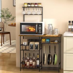 3IngSeagulls Baker's Rack for Kitchen with Storage, Microwave Stand with Adjustable
