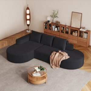 Modern Curved Sofa ,Chenille Upholstered Sectional Sofa Couch Set,Modular 108.5 L Shaped Sectional Living Room Sofa Set With 3 Pillows,Free Combination Sofa Couch For Living Room,Bedroom