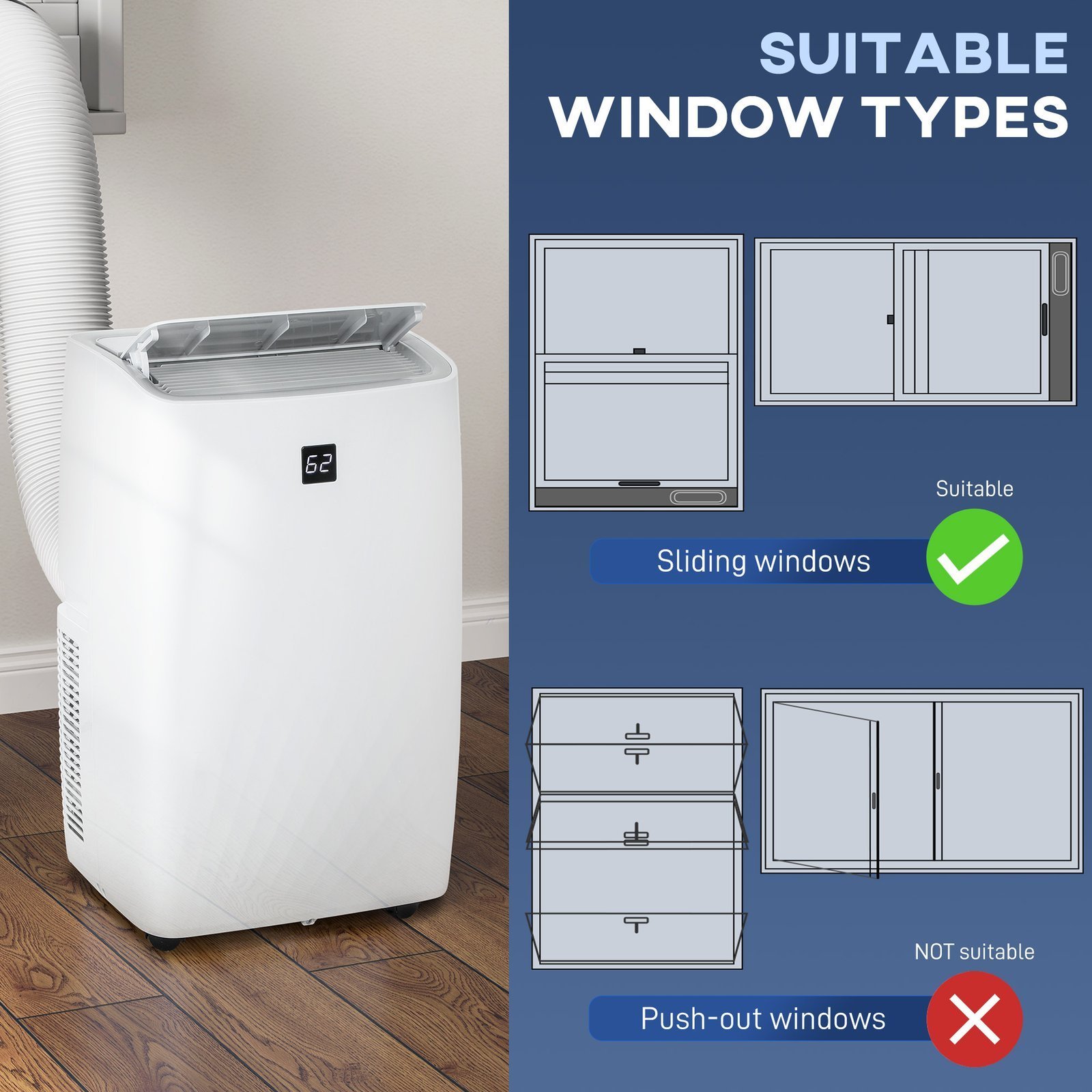14000 BTU Portable Air Conditioner, AC Unit with Cool, Dehumidifier, Fan, 549 Sq. ft, 24H Timer On Off, Window Kit - Image 7