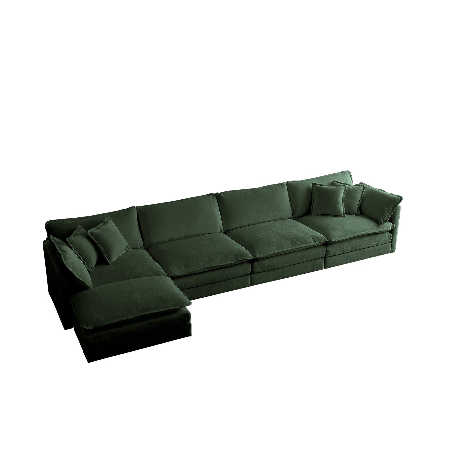Modular Sectional Sofa For Living Room,U Shaped Couch 5 Seater Convertible Sectional Couch With 1 Ottoman ,Green Chenille - Image 4