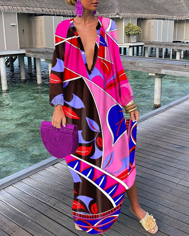 Top-selling Product Fashion Printed V-neck Dress - Image 5
