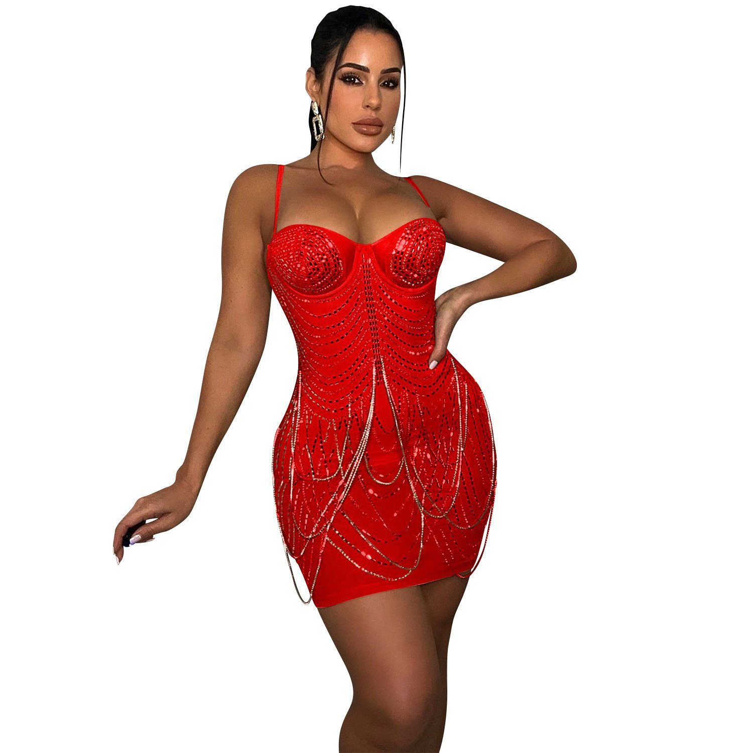 Fashion Hot Drill Perspective Sling Dress Women - Image 5