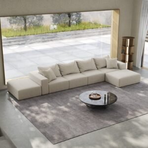Oversized Sponge Cloud Sofa,Modern Upholstered Sectional Sofa Couch Set,Modular 162  L Shaped Sectional Living Room Sofa Set With 6 Pillows,Free Combination Sofa Couch For Living Room,Bedroom