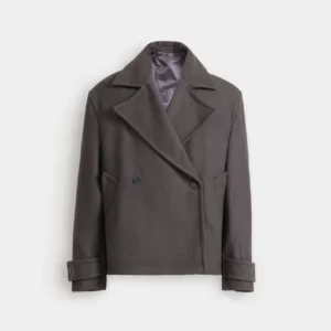 Cropped Wool Blend Coat