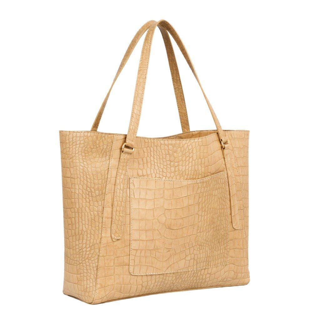 Beige Textured Tote Bag - Image 4