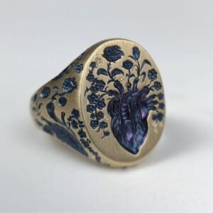 Retro Exaggerated Flower Ring For Women, Vintage Creative Statement Band With Elegant Ancient Style Temperament