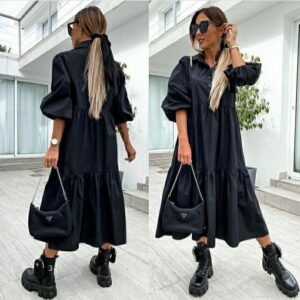 Shirt Dress Lapel Large Size Loose Large Swing Dress