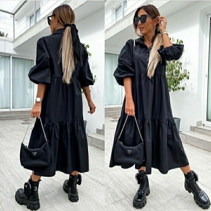 Shirt Dress Lapel Large Size Loose Large Swing Dress