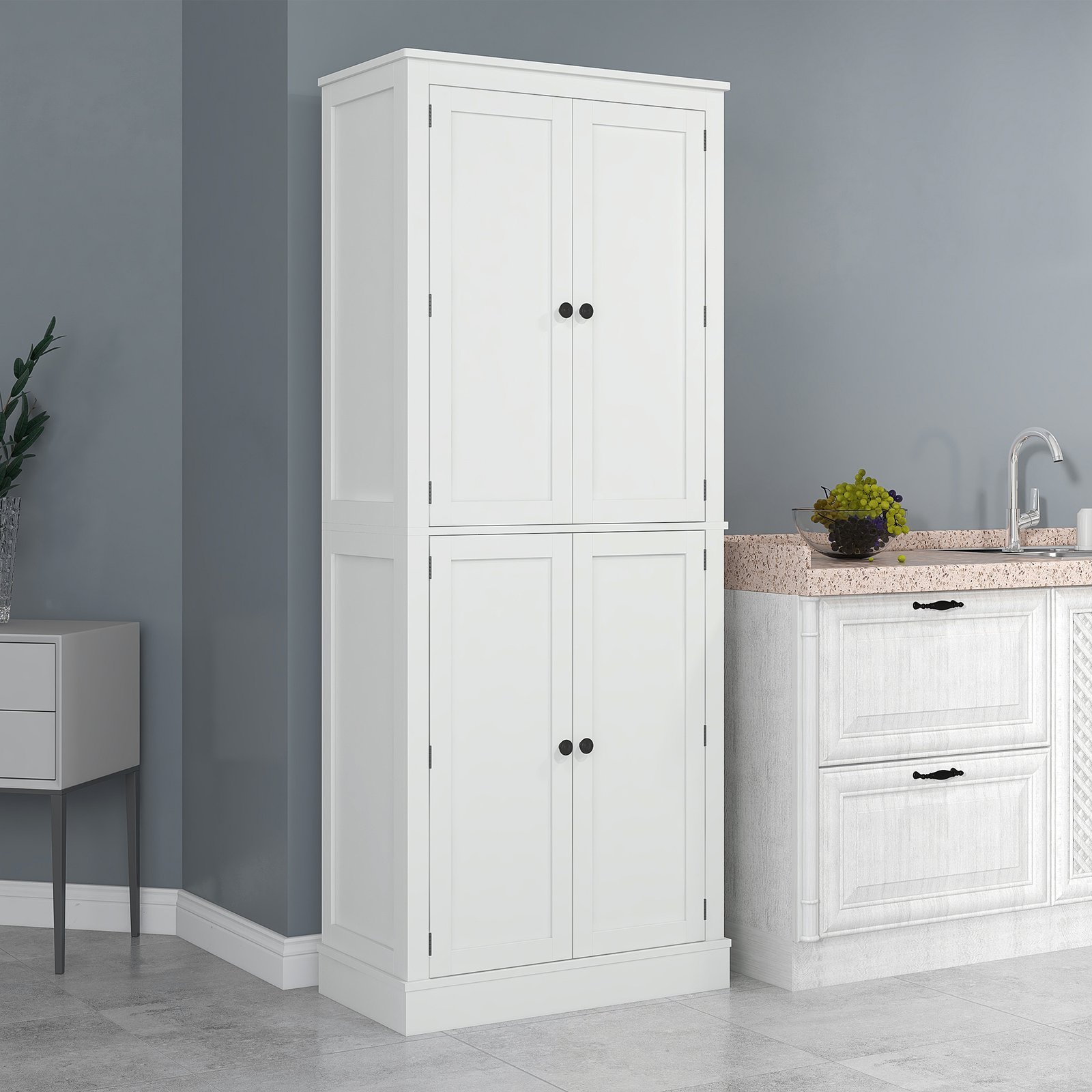 72" Kitchen Pantry Storage Cabinet, Modern Tall Kitchen Cabinet with 5-tier Storage Shelving, 8 Spice Racks, Drawer - Image 6