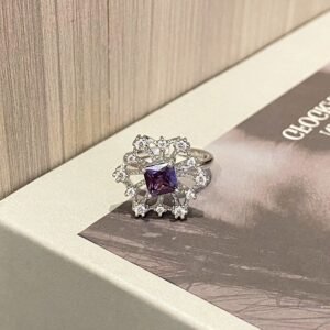 Cold Wind Niche Design Purple Zircon Geometric Open Finger Ring