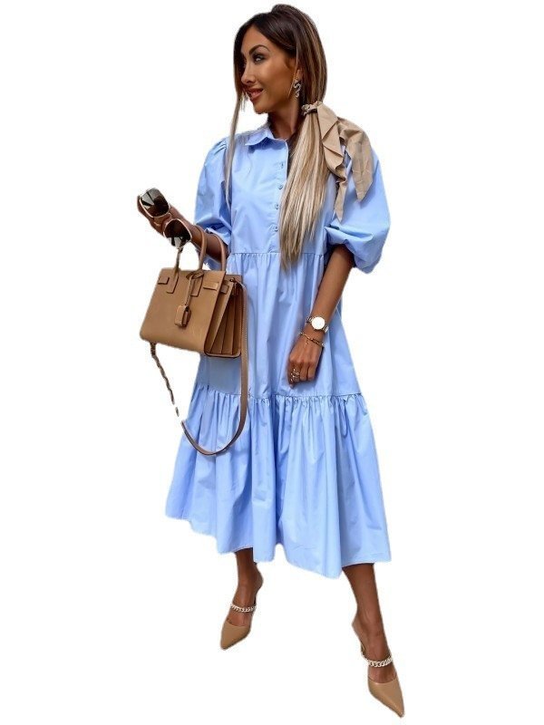 Shirt Dress Lapel Large Size Loose Large Swing Dress - Image 5