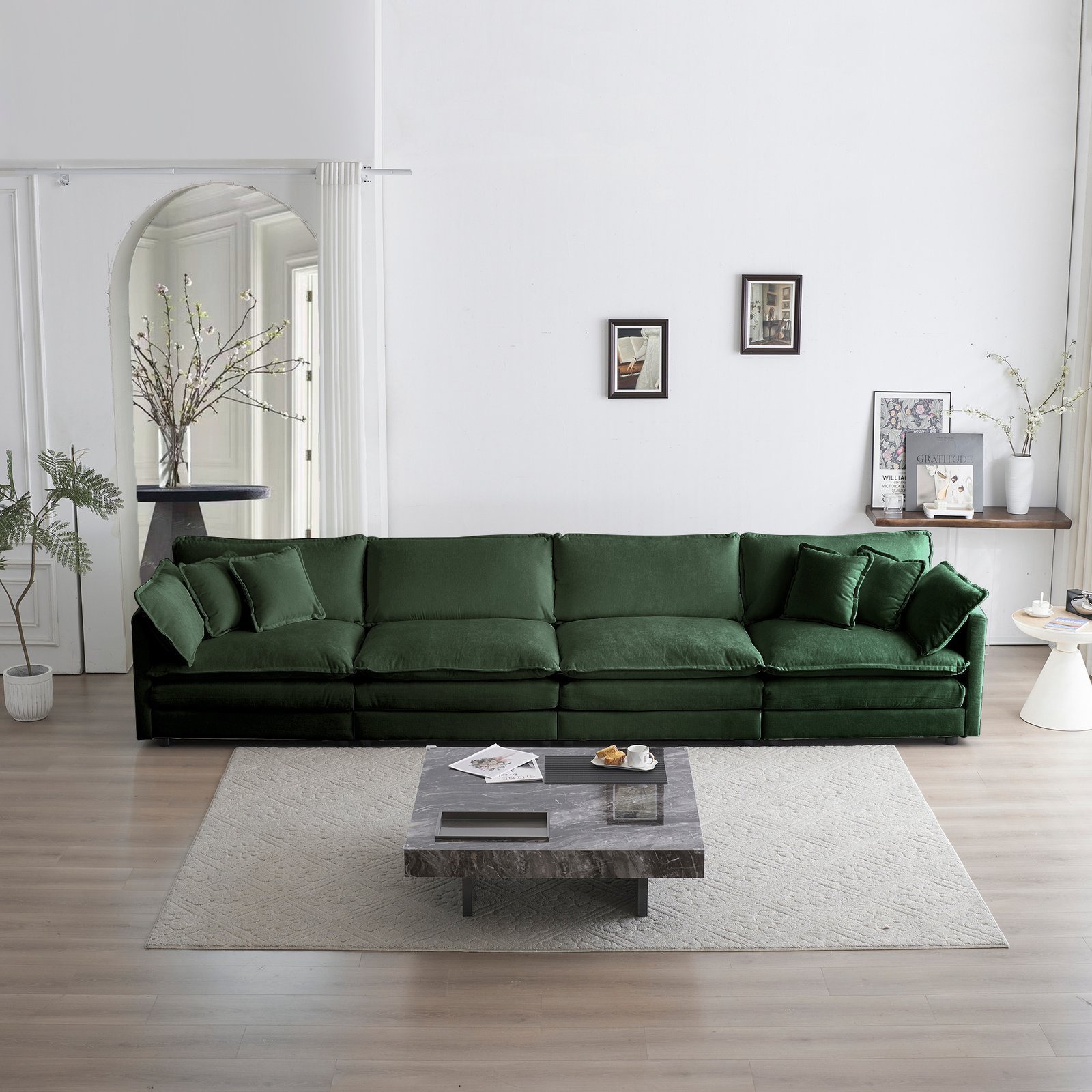Modular Sectional Sofa For Living Room,U Shaped Couch 5 Seater Convertible Sectional Couch With 1 Ottoman ,Green Chenille - Image 3