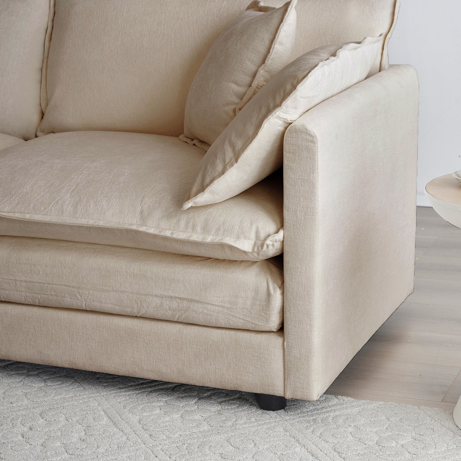 Modular Sectional Sofa For Living Room,U Shaped Couch 5 Seater Convertible Sectional Couch With 1 Ottoman ,Beige Chenille - Image 2