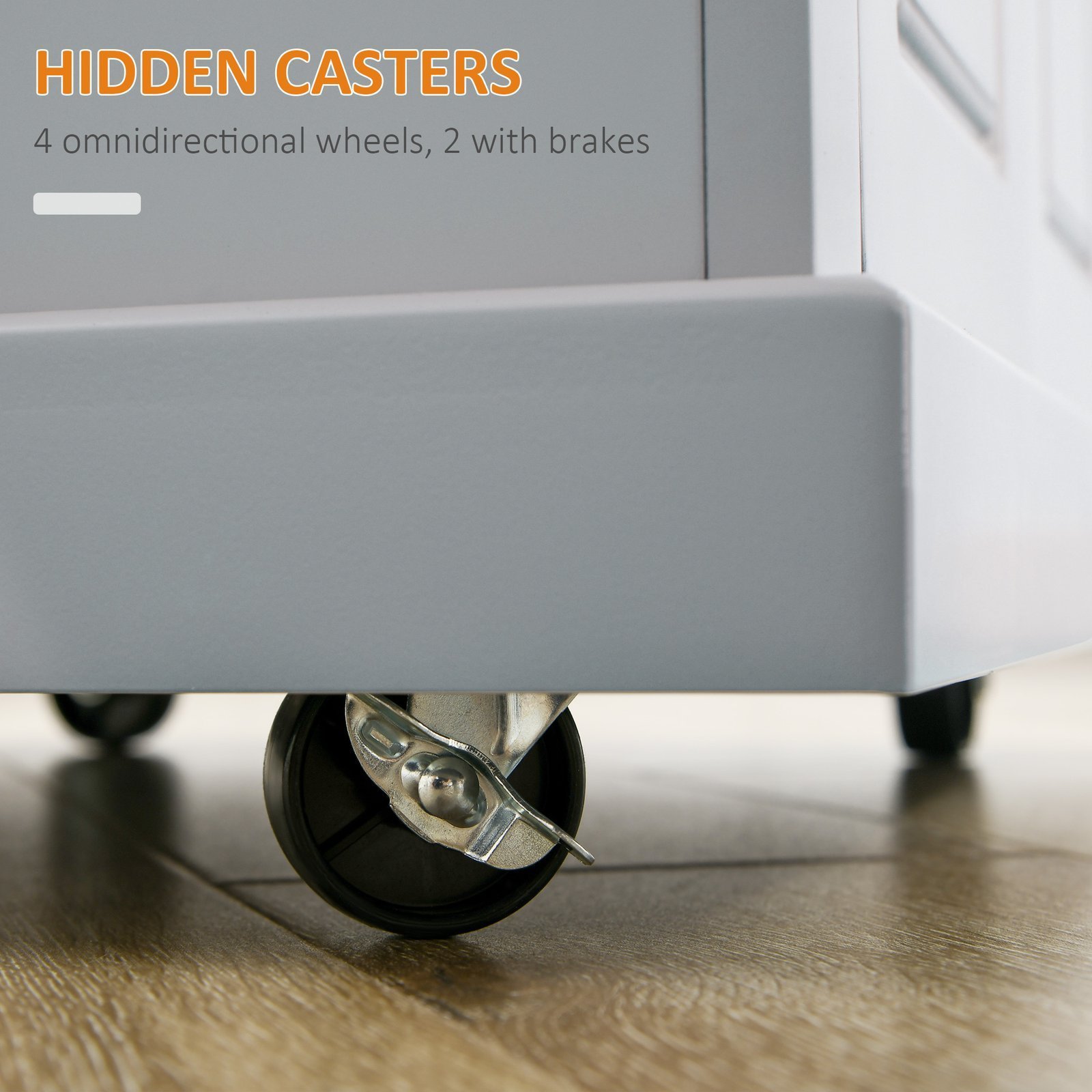 Rolling Kitchen Island Cart, Portable Serving Trolley Table with Drawer, Adjustable Shelf and 2 Towel Racks, Grey - Image 5