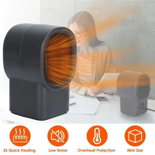 400W Portable Electric Space Heater Mini Desktop Fan Heater Personal Small Space Heater For Home Office