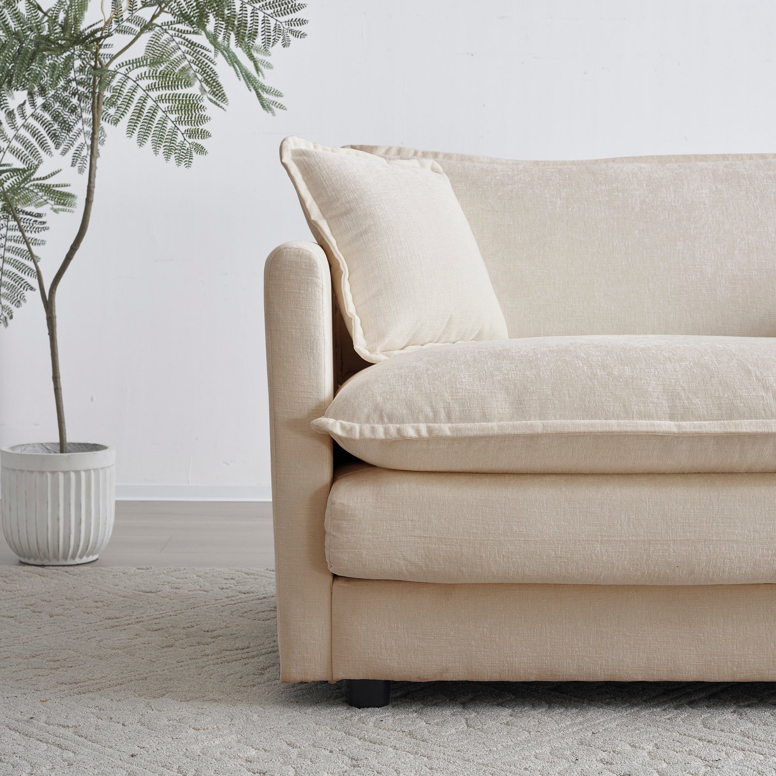 Free Combination Modular Sofa Free,4 Seater Sofa Comfy Chenille Fabric,Sectional Sofa Couch,Beige Chenille - Image 3